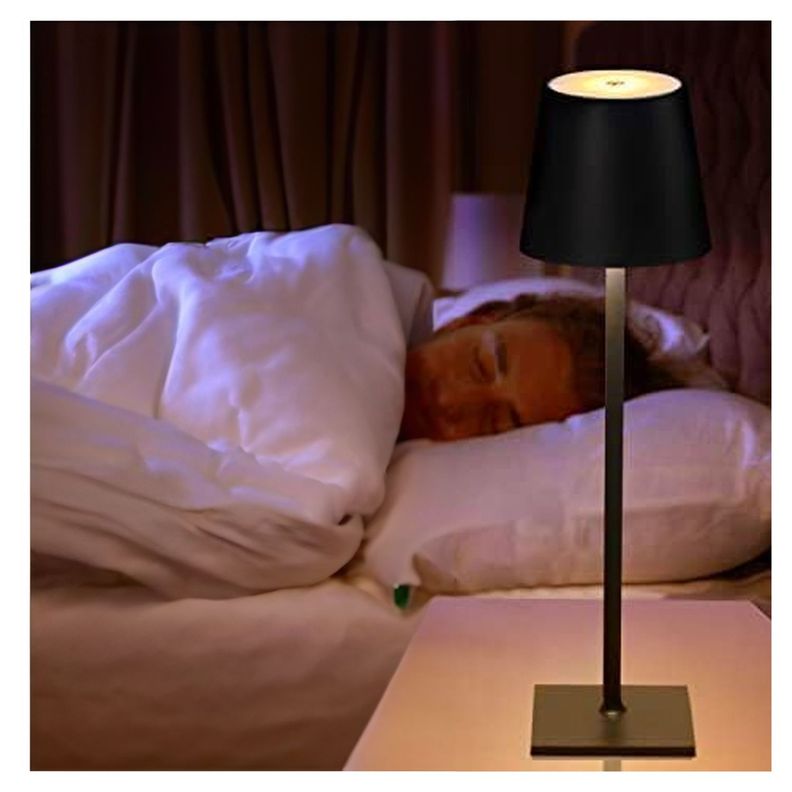Lampara de Mesa LED táctil, inalámbrica y recargable Negro-5