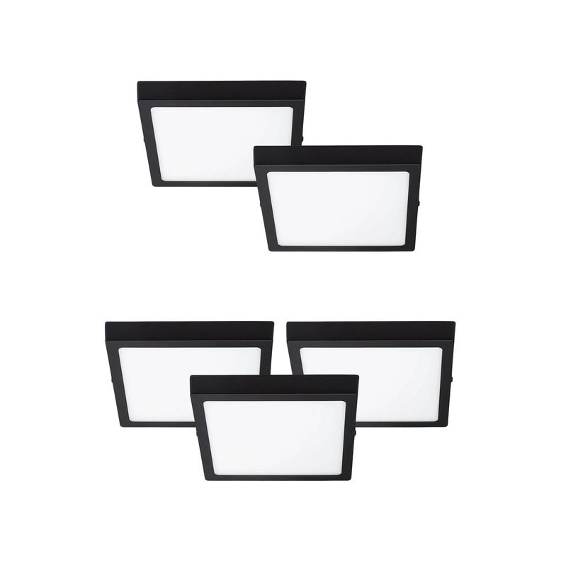 Pack 5 Panel LED Sobrepuesto Cuadrado Negro PRO 24W Cálido-0