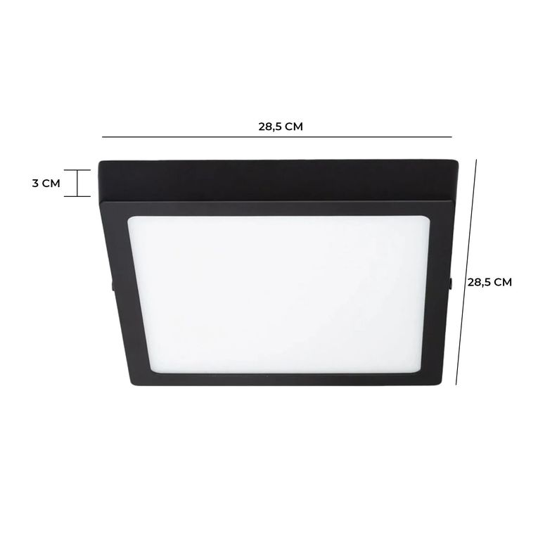 Pack 5 Panel LED Sobrepuesto Cuadrado Negro PRO 24W Cálido-1