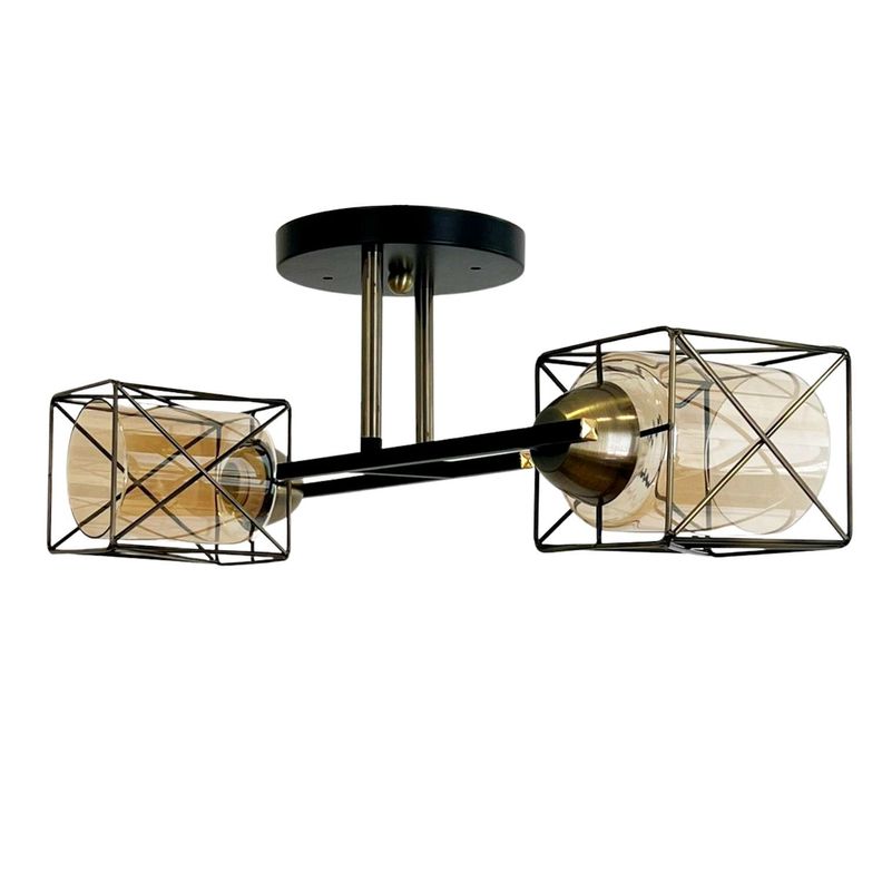 Lámpara de Techo Geométrica Vidrio Doble Porta E-27 Incluye Ampolleta Fría-0