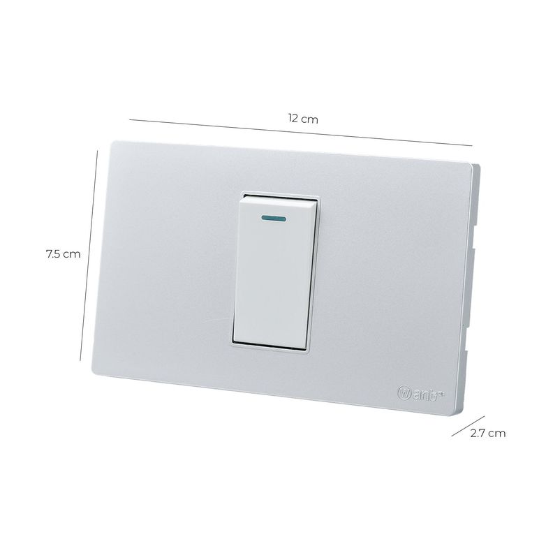 Pack 10 Interruptores Simple Metálico 9/12 16A - Gris/ Blanco-2