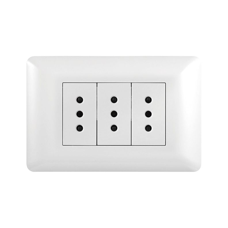 Pack 10 Tomacorriente Triple 10A 250V Blanco-1