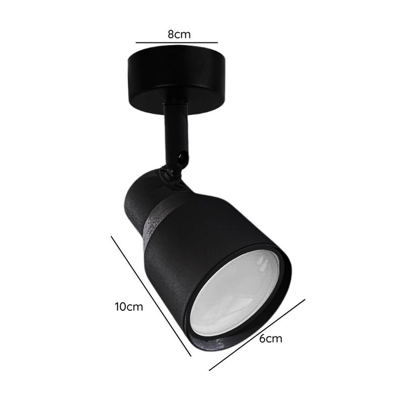Foco LED Sobrepuesto Decorativo Simple GU-10 Negro Híades-1