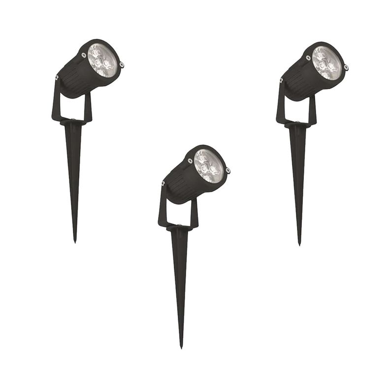 Pack 3 Foco LED RGB Estaca Jardín 5W-0
