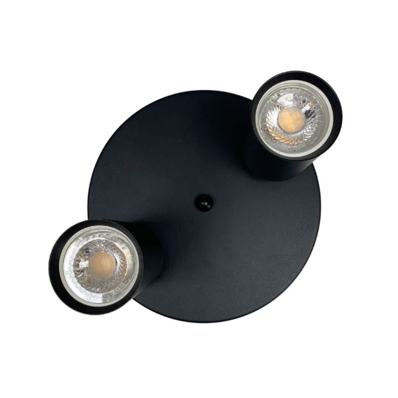 Pack 3 Foco Sobrepuesto Con Base Redonda 2xGU-10 Altair II Negro Ampolleta Cálida-1