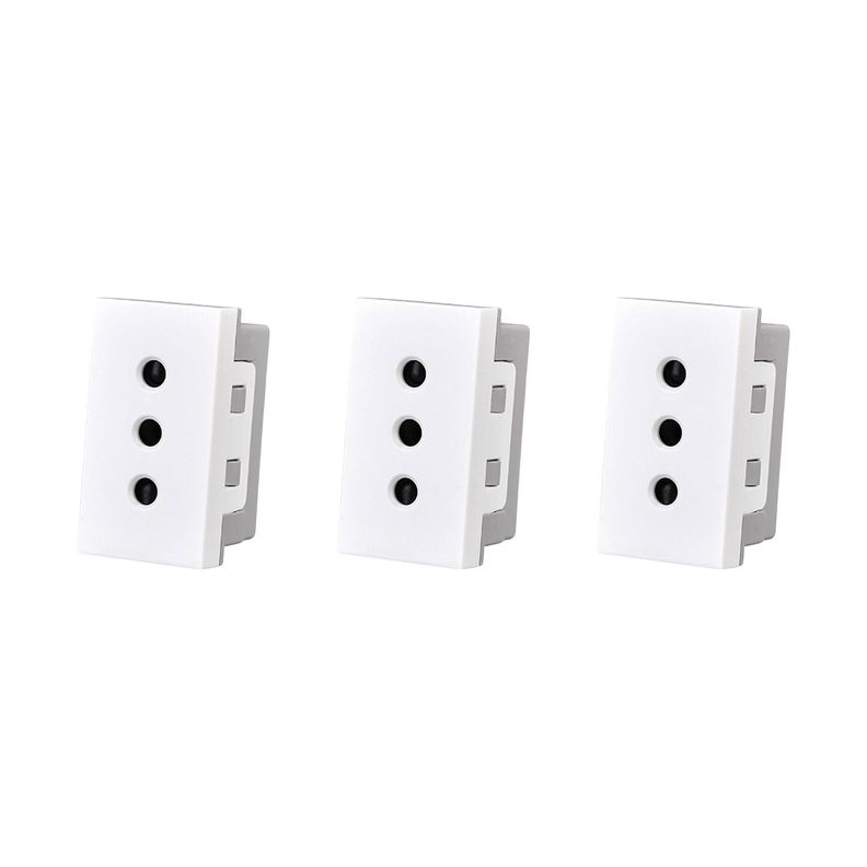 Pack 3 Modulo Tomacorriente 10A 250V Blanco-0