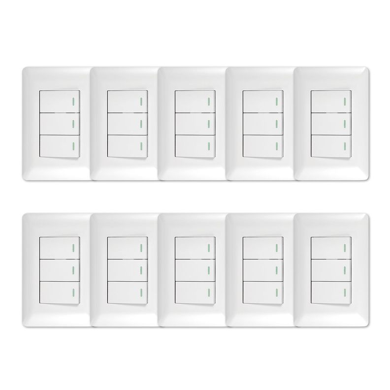 Pack 10 Interruptor Triple 9/12 10A 250V Blanco-0