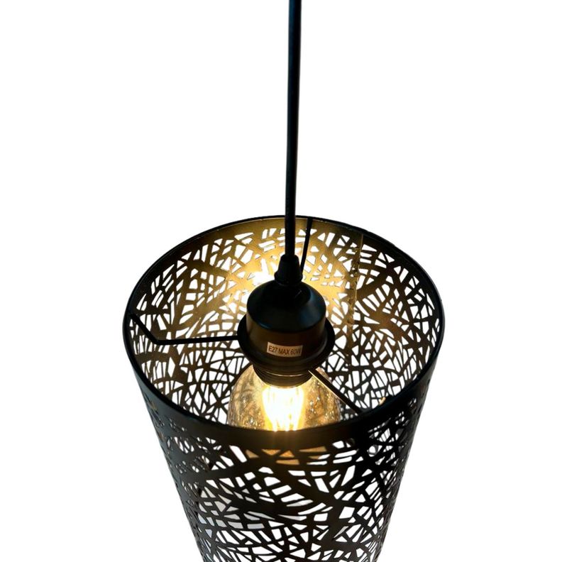 Lámpara Colgante Pantalla Aluminio Negro Porta E-27 Incluye Ampolleta Fría-3