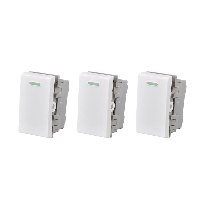 Pack 3 Modulo Interruptor 9/24 10A 250V Diseño Simple Blanco-0