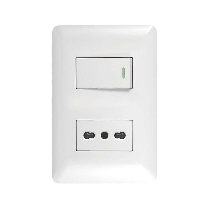 Tomacorriente Simple 10/16A 250V + Interruptor Simple 9/12 10A Blanco-1