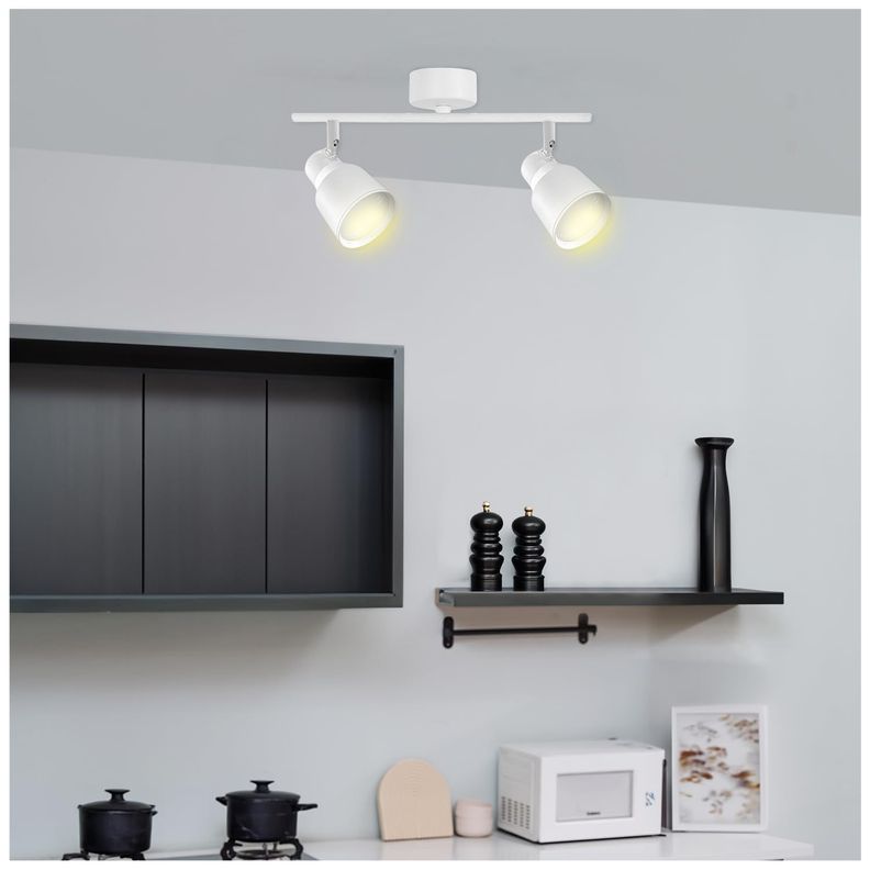 Foco Spot Cielo o Muro Porta 2xGU-10 Round Blanco Incluye  Ampolleta-2