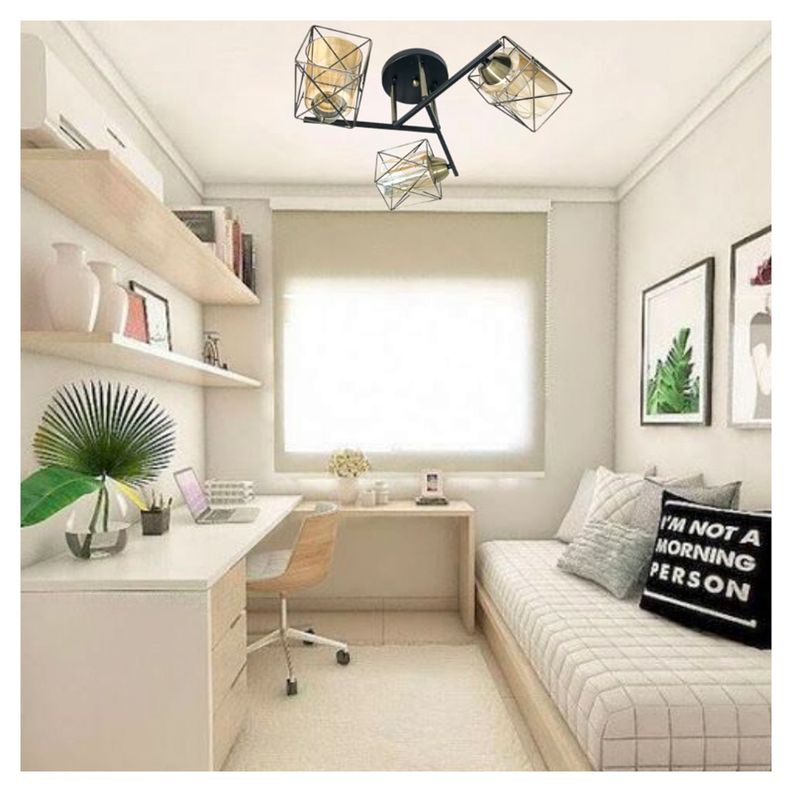 Lámpara de Techo Triple Geométrica Pantalla Vidrio E-27 Ampolleta Cálida-2