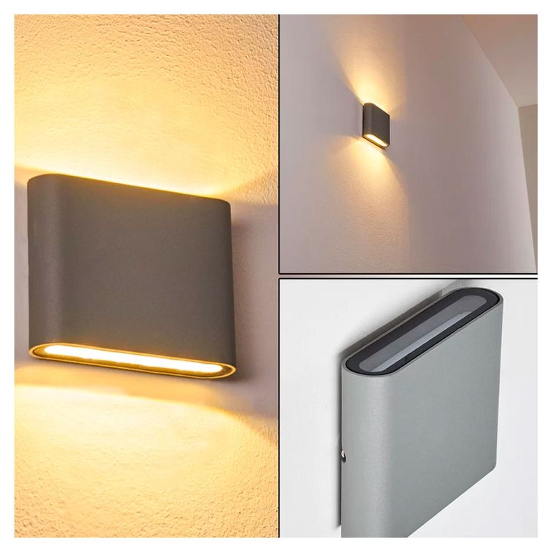 Pack 5 Apliqué LED de Pared Cuadrado Gris 2*5W Luz Cálida-5