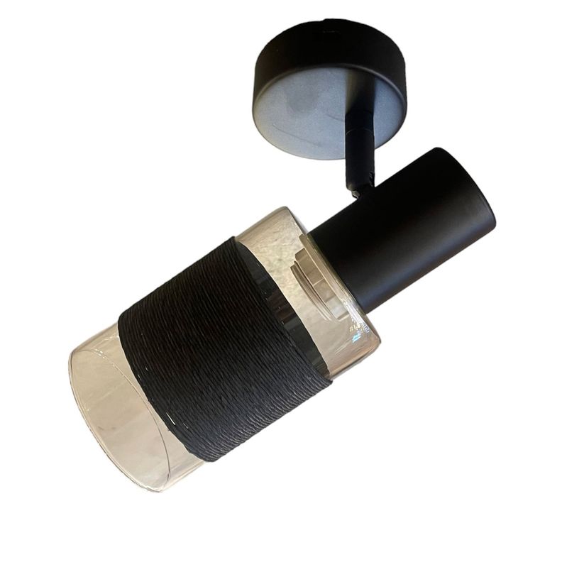 Foco Apliqué Simple Vidrio E-14 Negro Ampolleta C-1