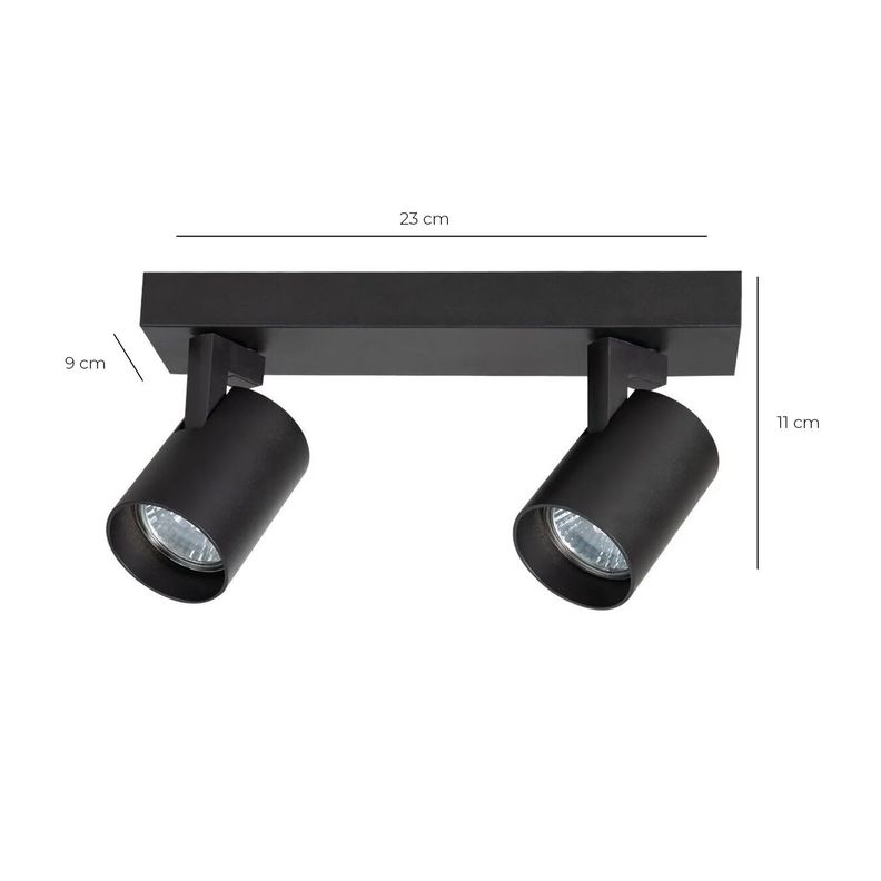 Foco Spot LED "Track Light" 2xGU10 Negro Incluye Ampolleta Cálida-3