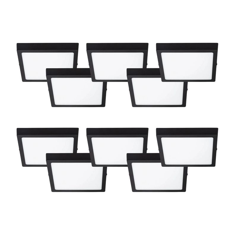 Pack 10 Panel LED Sobrepuesto Cuadrado Negro PRO 18W Frío-0