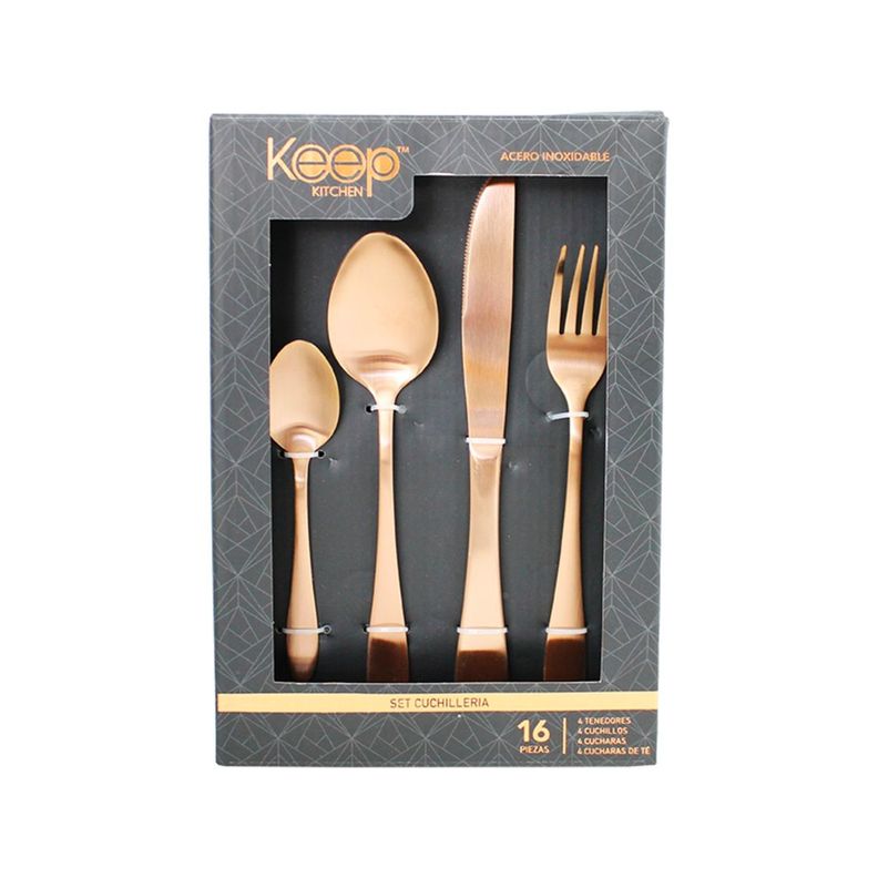 Set de Cubiertos Rose Gold 16 pcs - Keep-0