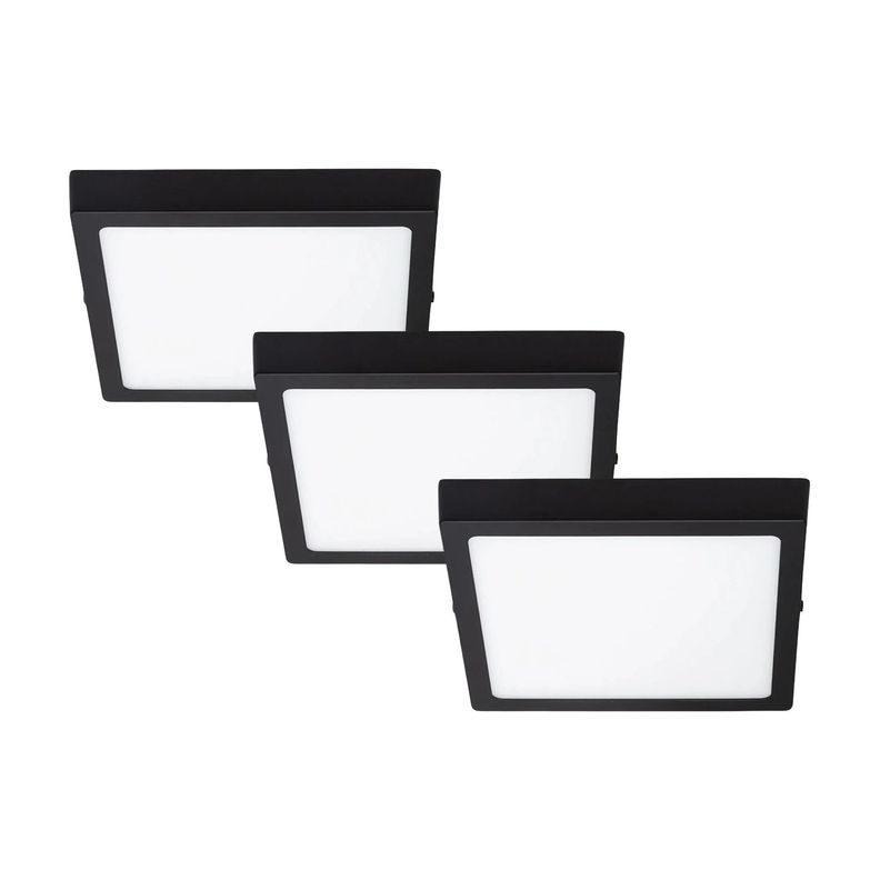 Pack 3 Panel LED Sobrepuesto Cuadrado Negro PRO 12W Frío-0