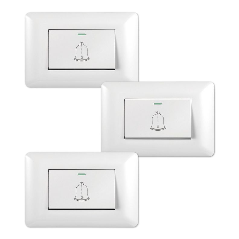 Pack 3 Timbre Interruptor Simple 10A 250V Diseño Campana-0