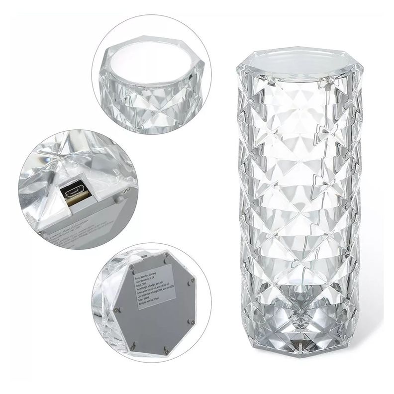 Lámpara de Mesa Recargable/ Touch "Cilindro Diamante LED" Dimeable-1