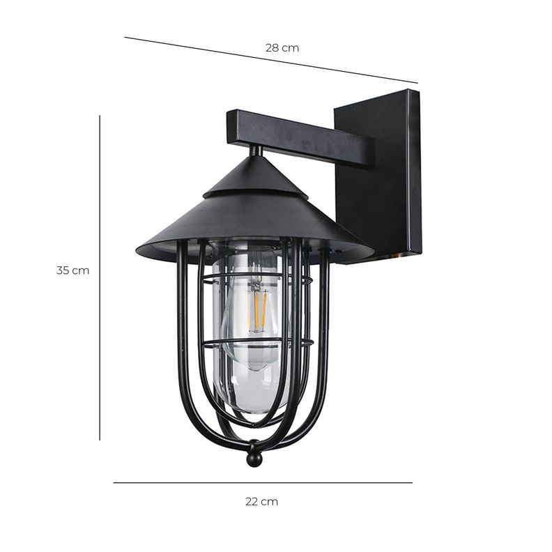 Apliqué Farol Moderno Porta E-27 Negro Incluye Ampolleta-1