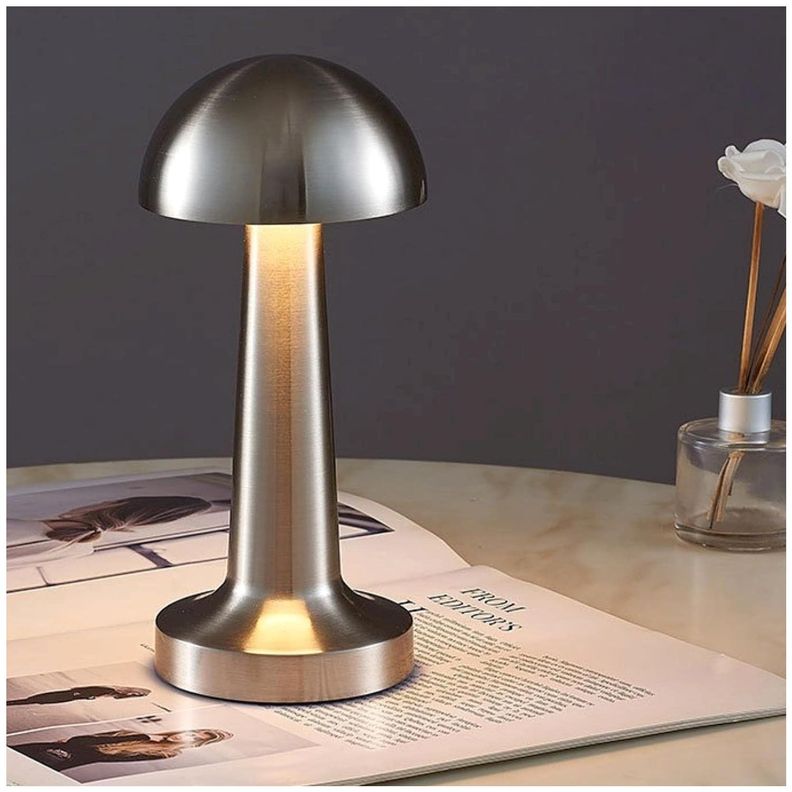 Lámpara de Mesa LED Recargable "Mushroom LED" Dimeable Plateado-4