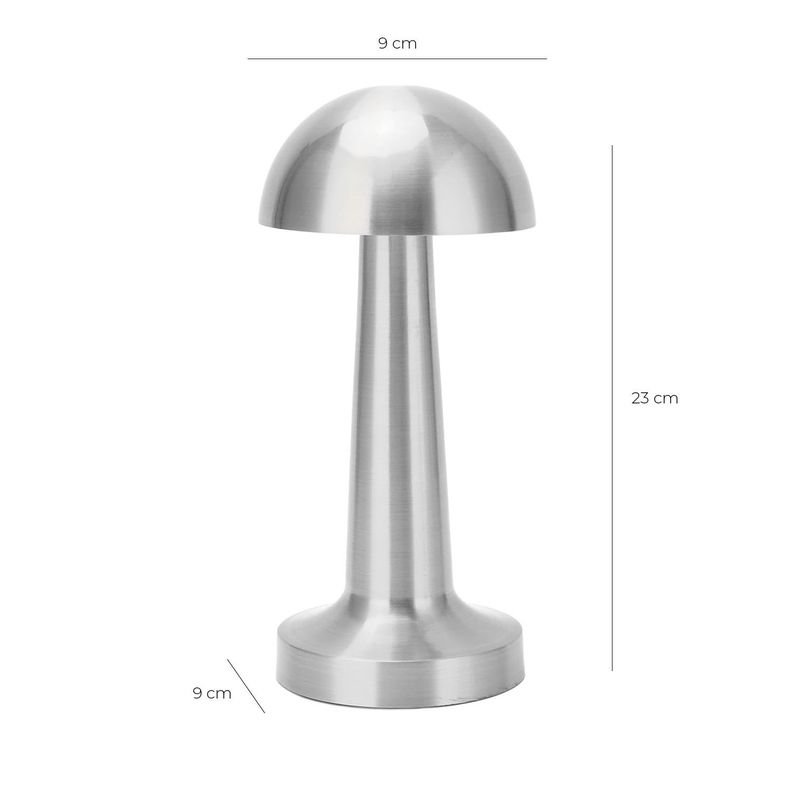 Lámpara de Mesa LED Recargable "Mushroom LED" Dimeable Plateado-6