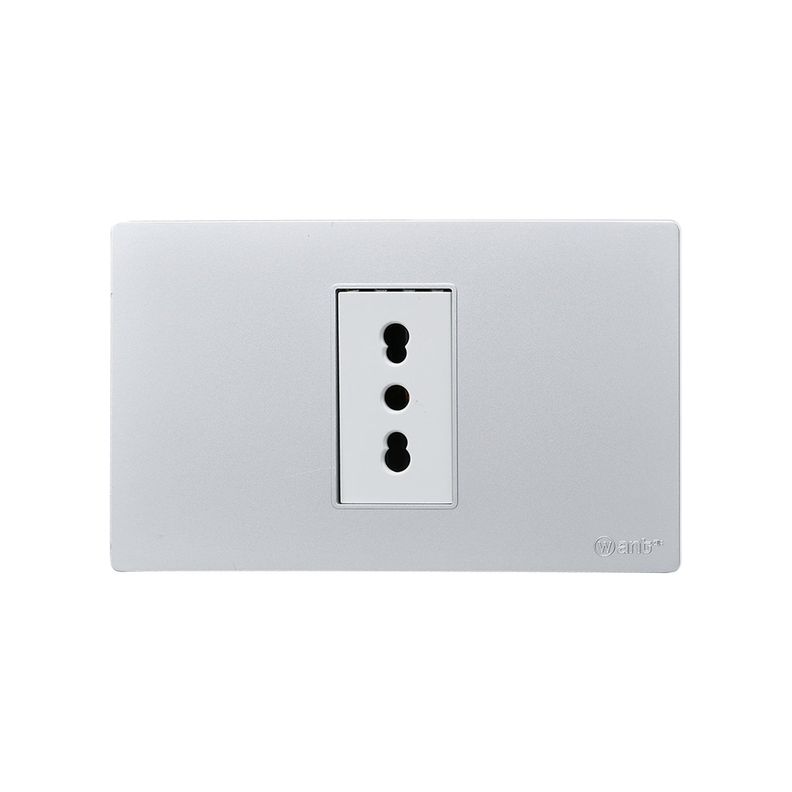 Pack 10 Tomacorriente Simple Metálico 16A - Gris/ Blanco-3