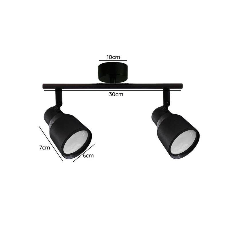 Foco LED Sobrepuesto Decorativo Doble GU-10 Negro Híades-1