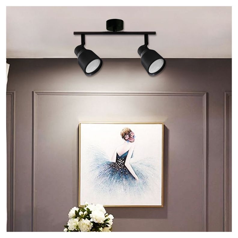 Foco LED Sobrepuesto Decorativo Doble GU-10 Negro Híades-2