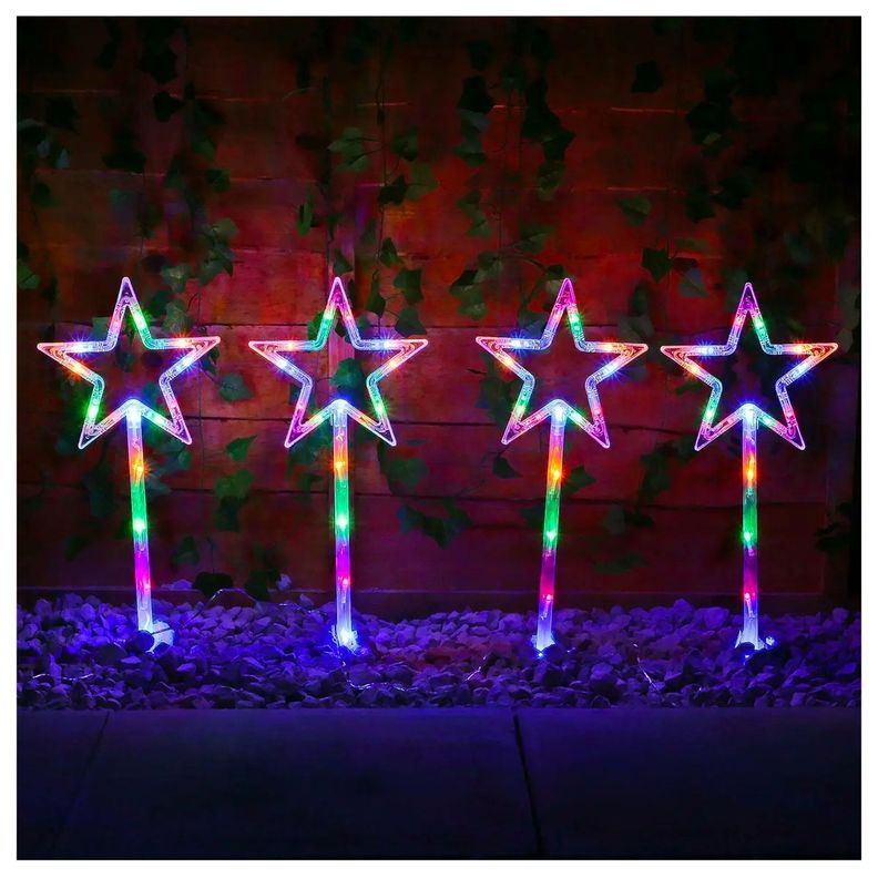Set 4 Estacas Solares Navidad Diseño Estrellas-2