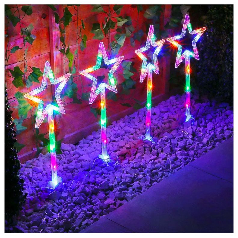Set 4 Estacas Solares Navidad Diseño Estrellas-5