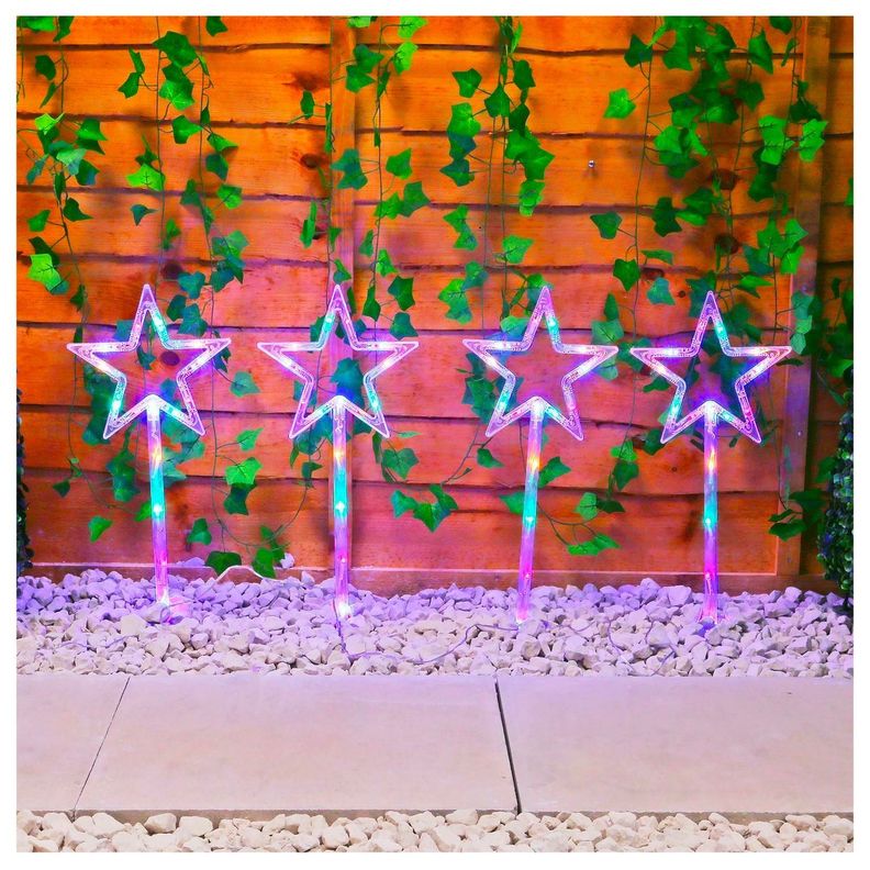 Set 4 Estacas Solares Navidad Diseño Estrellas-6