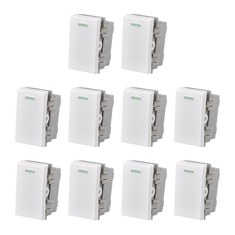 Pack 10 Modulo Interruptor 9/24 10A 250V Diseño Simple Blanco-0