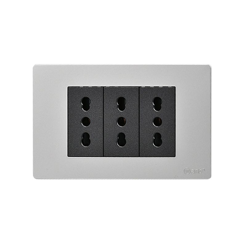 Pack 10 Tomacorriente Triple Metálico 16A - Gris/ Negro-3