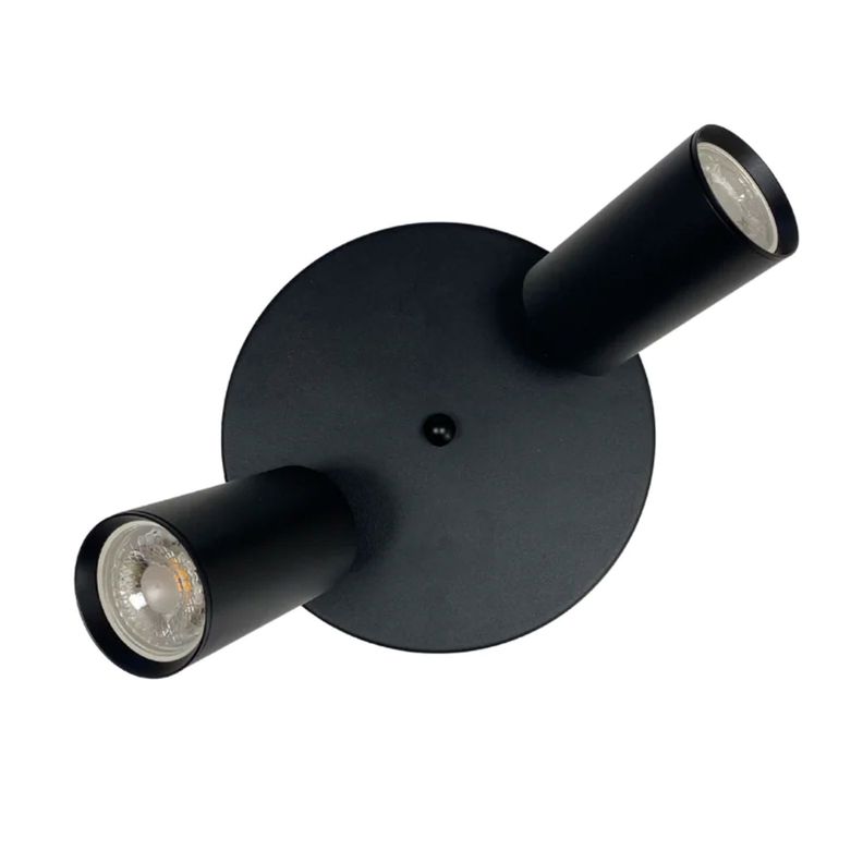 Foco Con Base Redonda 2xGU-10 Altair II Negro Ampolleta Cálida-2