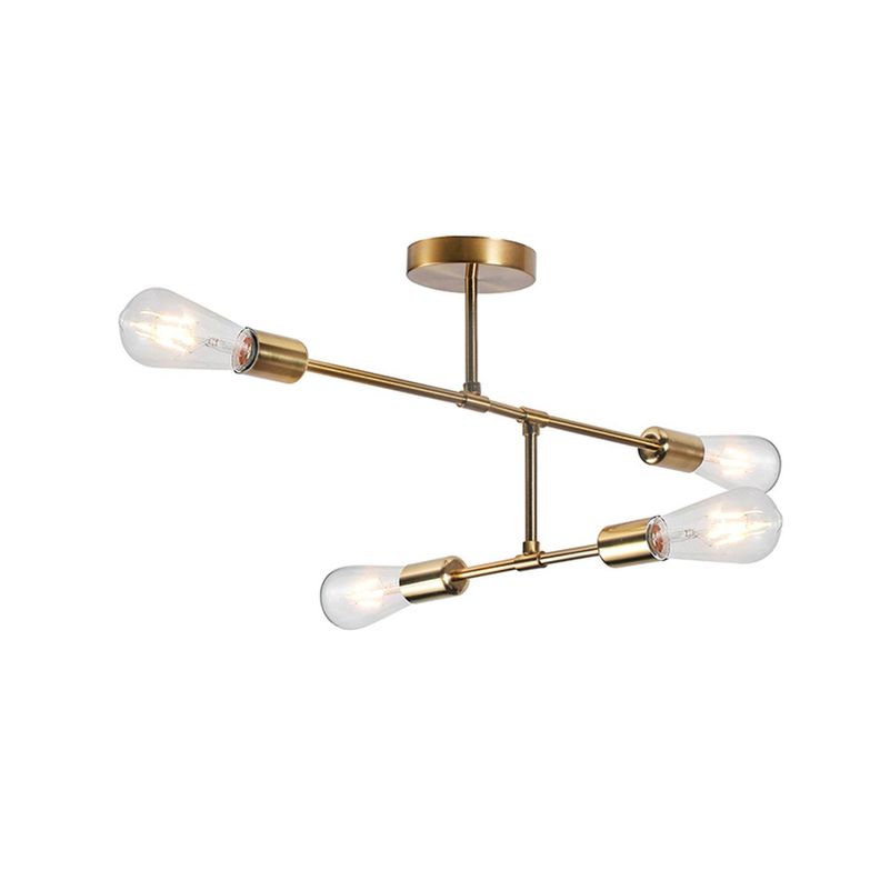Lámpara Colgante de 4 Luces Porta E-27 Dorado Incluye Ampolletas-0