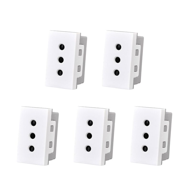 Pack 5 Modulo Tomacorriente 10A 250V Blanco-0