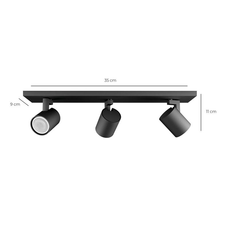 Foco Spot LED "Track Light" 3xGU10 Negro Incluye Ampolleta Fría-3
