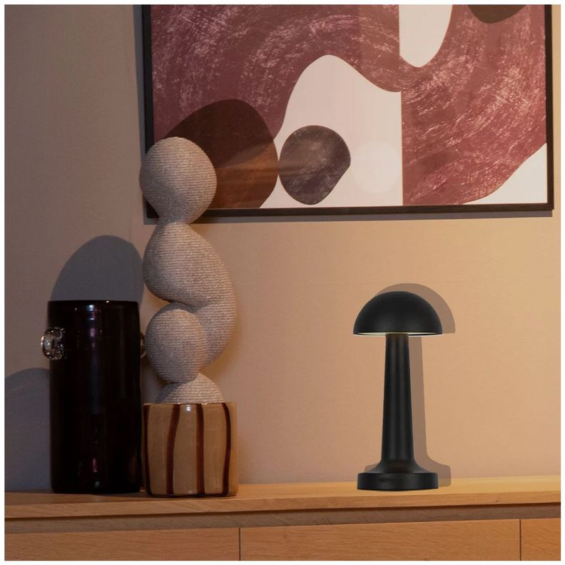 Lámpara de Mesa LED Recargable "Mushroom LED" Dimeable Negro-4