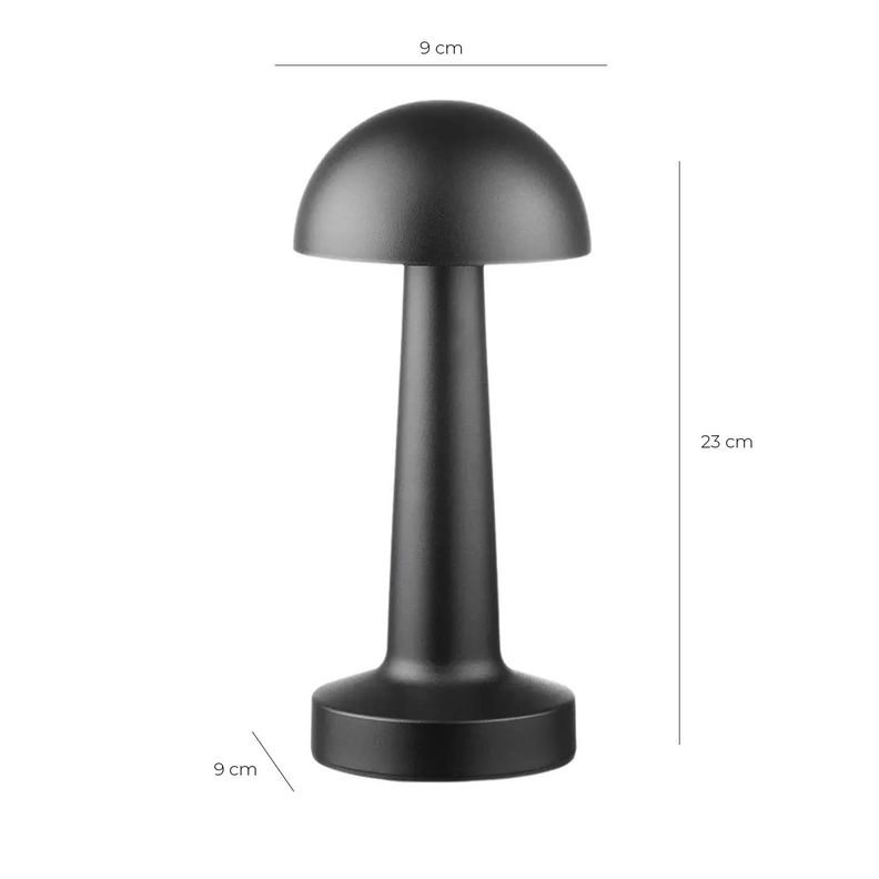 Lámpara de Mesa LED Recargable "Mushroom LED" Dimeable Negro-5