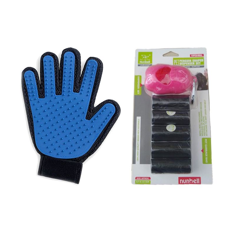 Set Para Mascotas Esencial Guante Cepillo + Bolsa Para Desechos-0