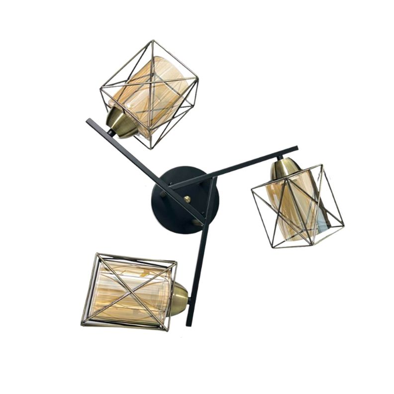 Lámpara de Techo Triple Geométrica Pantalla Vidrio E-27 Ampolleta Fría-1