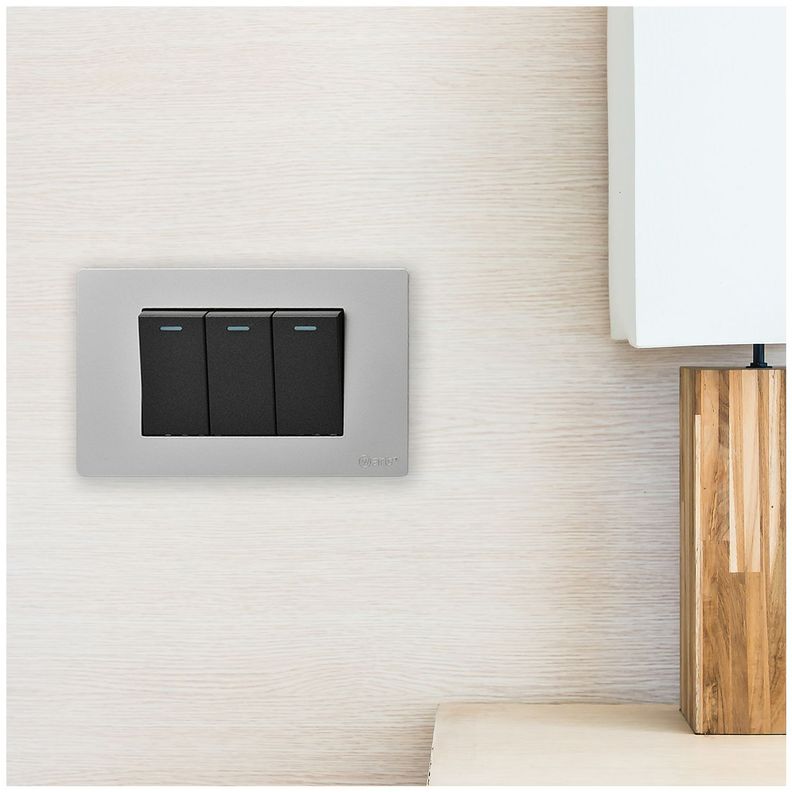 Pack 5 Interruptores Triple Metálico 9/12 16A - Gris/ Negro-5