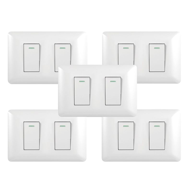 Pack 5 Interruptor Doble 9/24 10A 250V Blanco-0