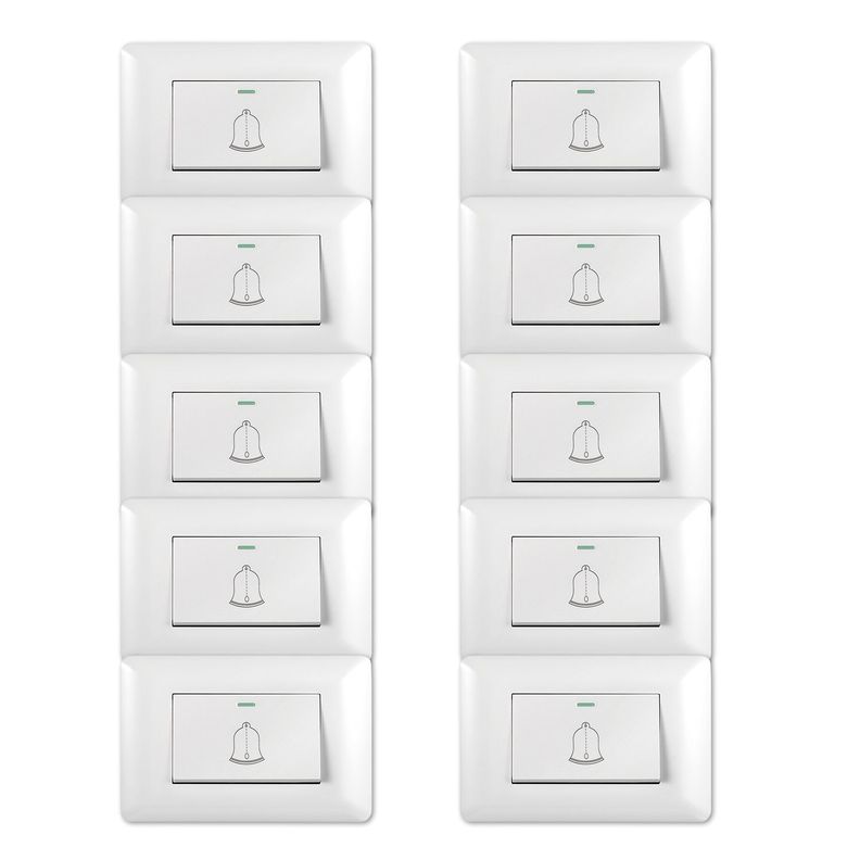Pack 10 Timbre Interruptor Pulsador 10A 250V Diseño Campana -0