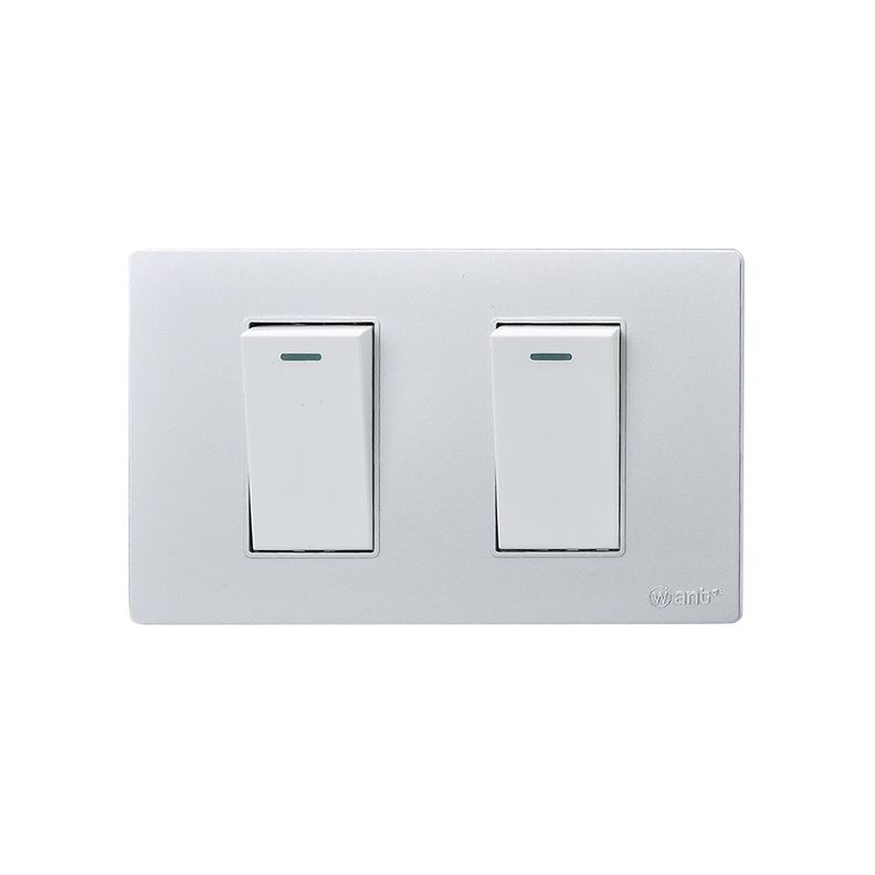 Pack 5 Interruptores Doble Metálico 9/12 16A - Gris/ Blanco-3