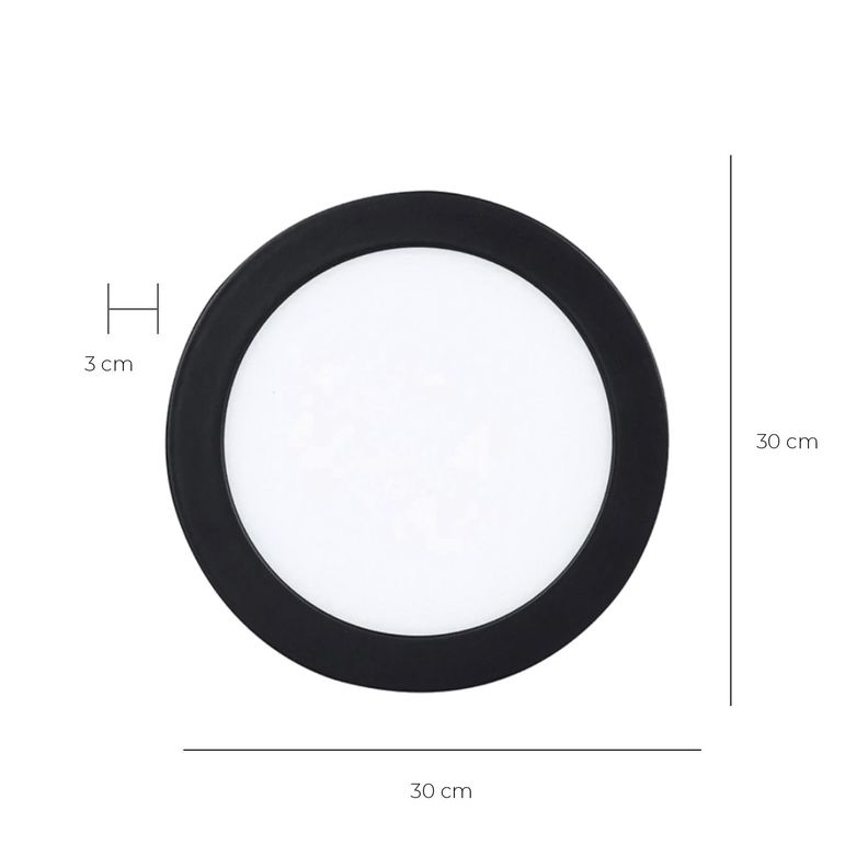 Pack 3 Panel Redondo LED ECO Sobrepuesto Negro 24W Cálido-1