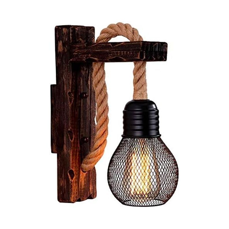 Apliqué Decorativo de Madera Con Pantalla de Rejilla E-27 Ampolleta Fría-1