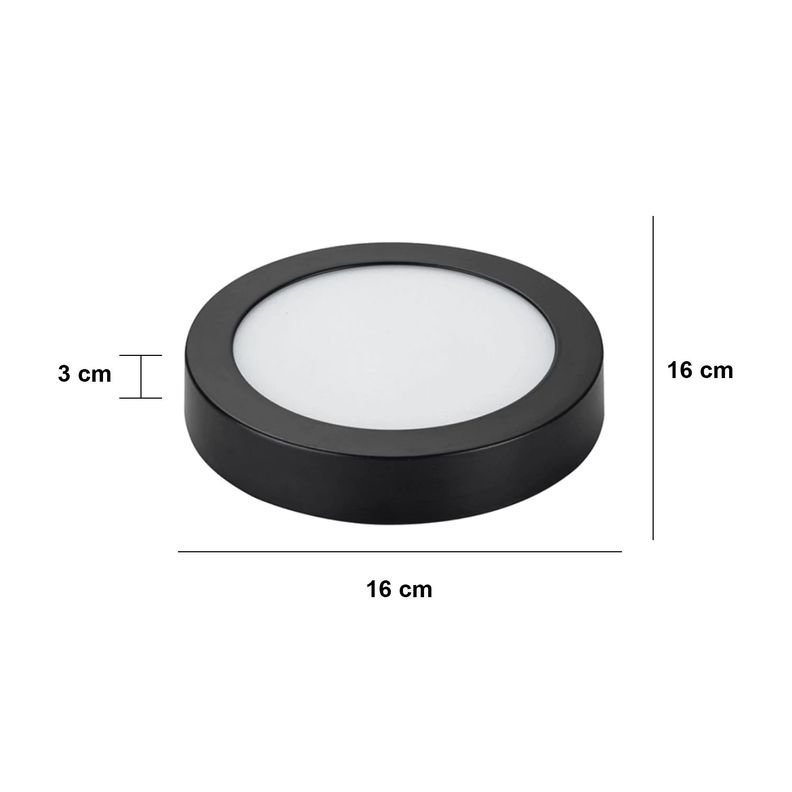 Pack 10 Panel Redondo LED ECO Sobrepuesto Negro 12W Neutro-1